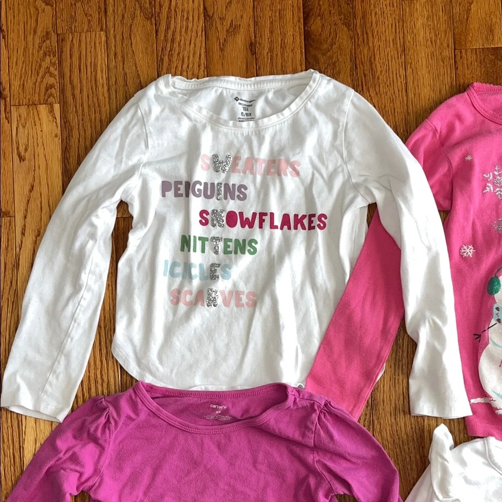 Carter's Long Sleeve Tees - Pink and White - Picture 2 of 9